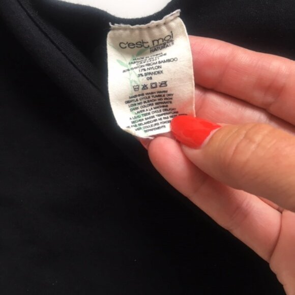 Cest Moi Black cross over ballet style black bamboo bodysuit in sm/m - Picture 5 of 7